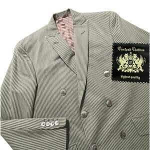 NEW Oxxford Clothes Sport Coat Mens 40R Green Seersucker Double Breasted Linen